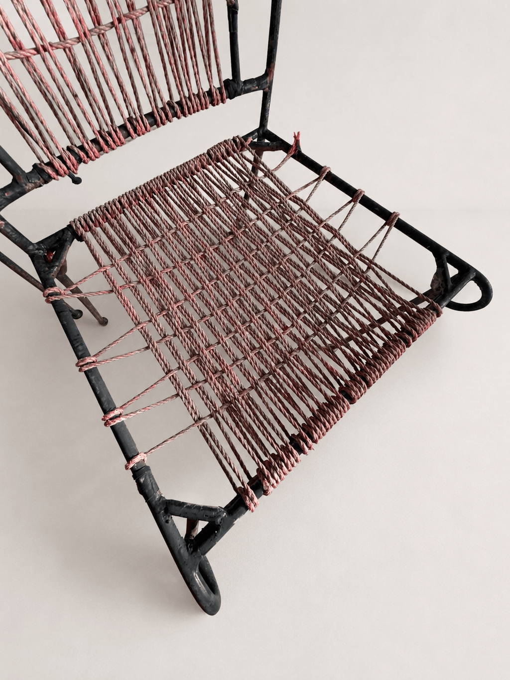 Set of 4 Mid-Century French Wrought Iron & Woven Cord Patio Chairs, circa 1950s – Dining Chairs – MILLA OBJETS