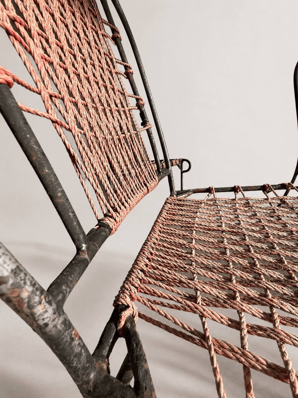 Set of 4 Mid-Century French Wrought Iron & Woven Cord Patio Chairs, circa 1950s – Dining Chairs – MILLA OBJETS