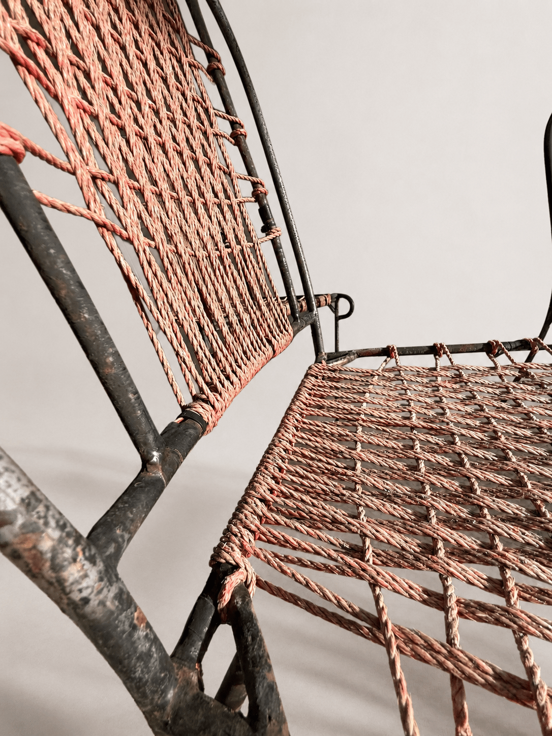 Set of 4 Mid-Century French Wrought Iron & Woven Cord Patio Chairs, circa 1950s – Dining Chairs – MILLA OBJETS