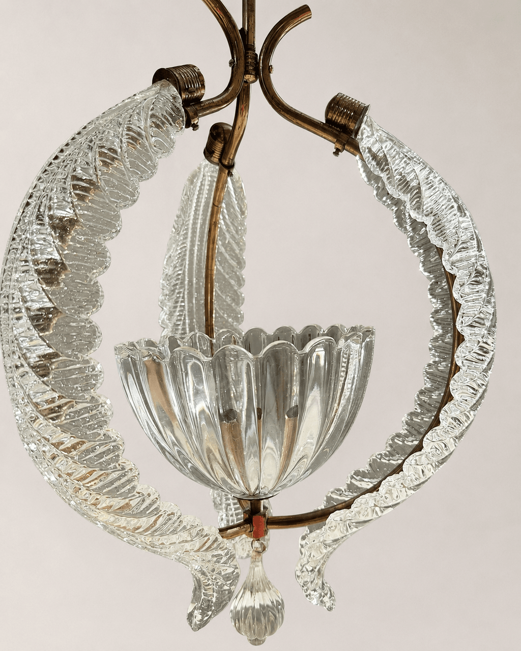 Vintage Mid-Century Barovier & Toso Murano Glass and Brass Pendant Light – Pendant Light – MILLA OBJETS