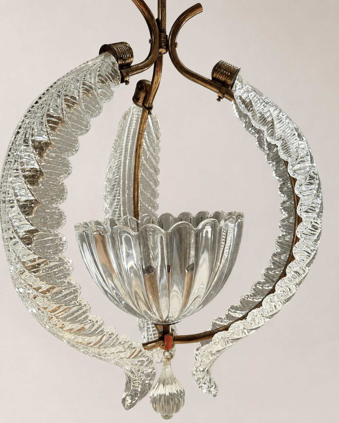 Vintage Mid-Century Barovier & Toso Murano Glass and Brass Pendant Light – Pendant Light – MILLA OBJETS