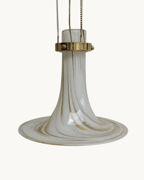 1970’s Mid Century Large Vintage Murano Opaline Swirl Large Glass Pendant Light – Pendant Light – MILLA OBJETS