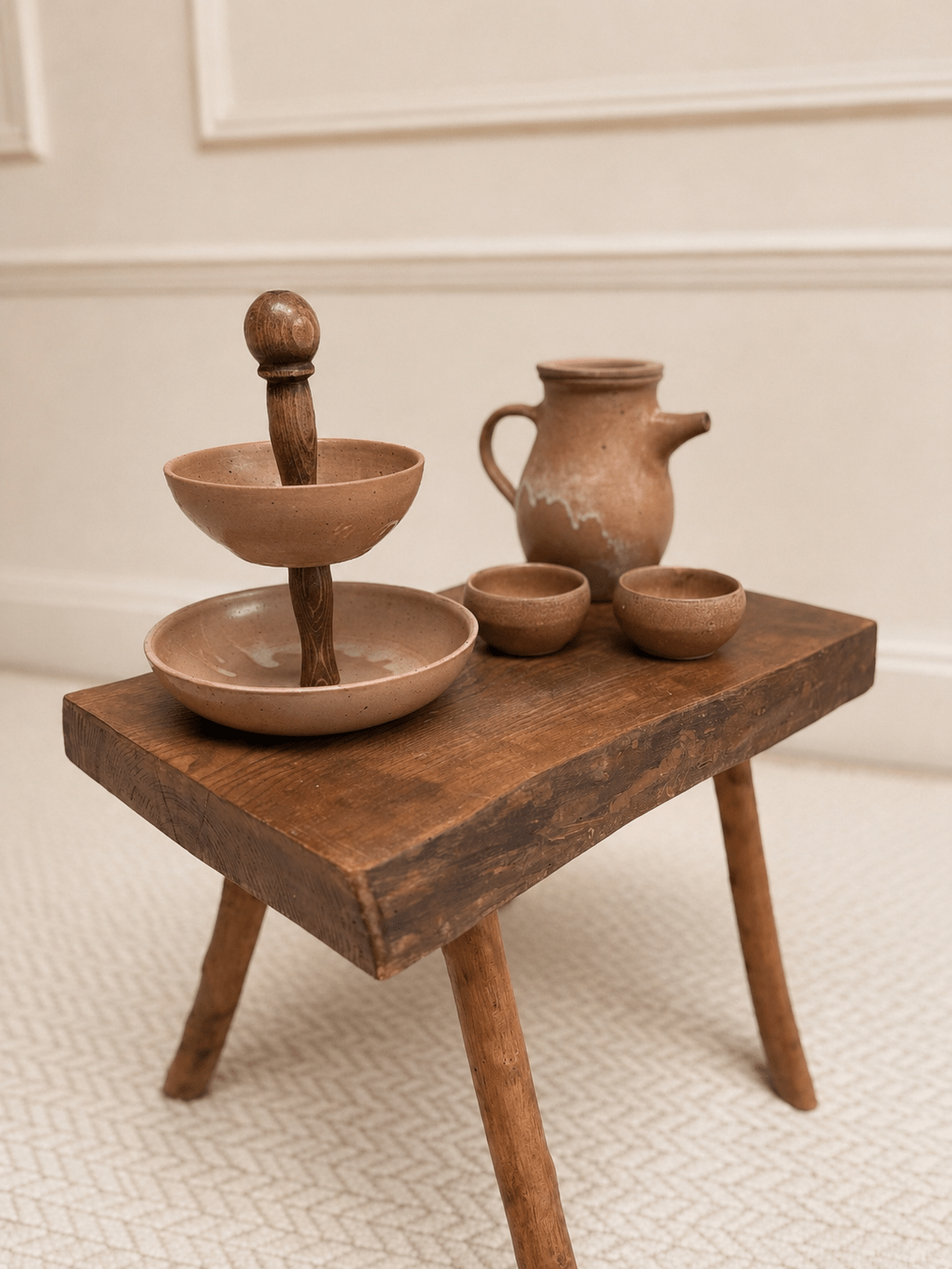 Vintage French Country Stool Faux-Bamboo Legs – Stool – MILLA OBJETS