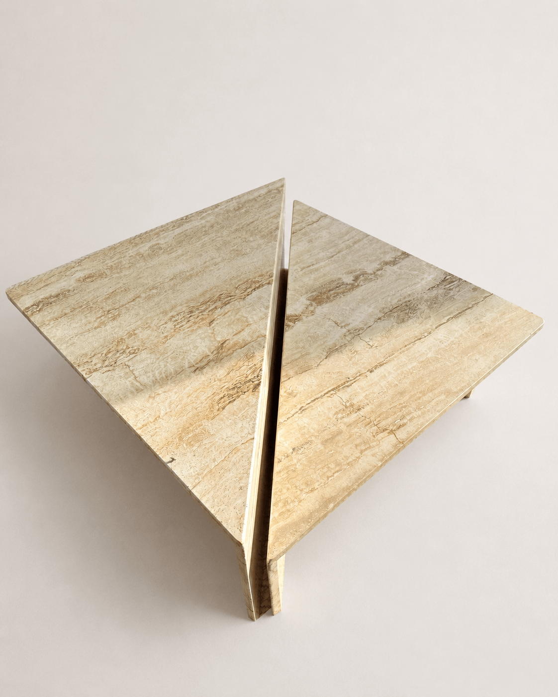 Vintage Italian 1970s Mid Century Travertine Low Triangular Nesting Coffee Tables – Pair – Coffee Tables – MILLA OBJETS