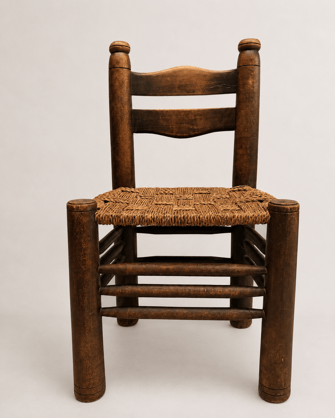 Pair of 1950s French Brutalist Oak & Rush Chairs Attributed to Charles Dudouyt – Dining Chairs – MILLA OBJETS