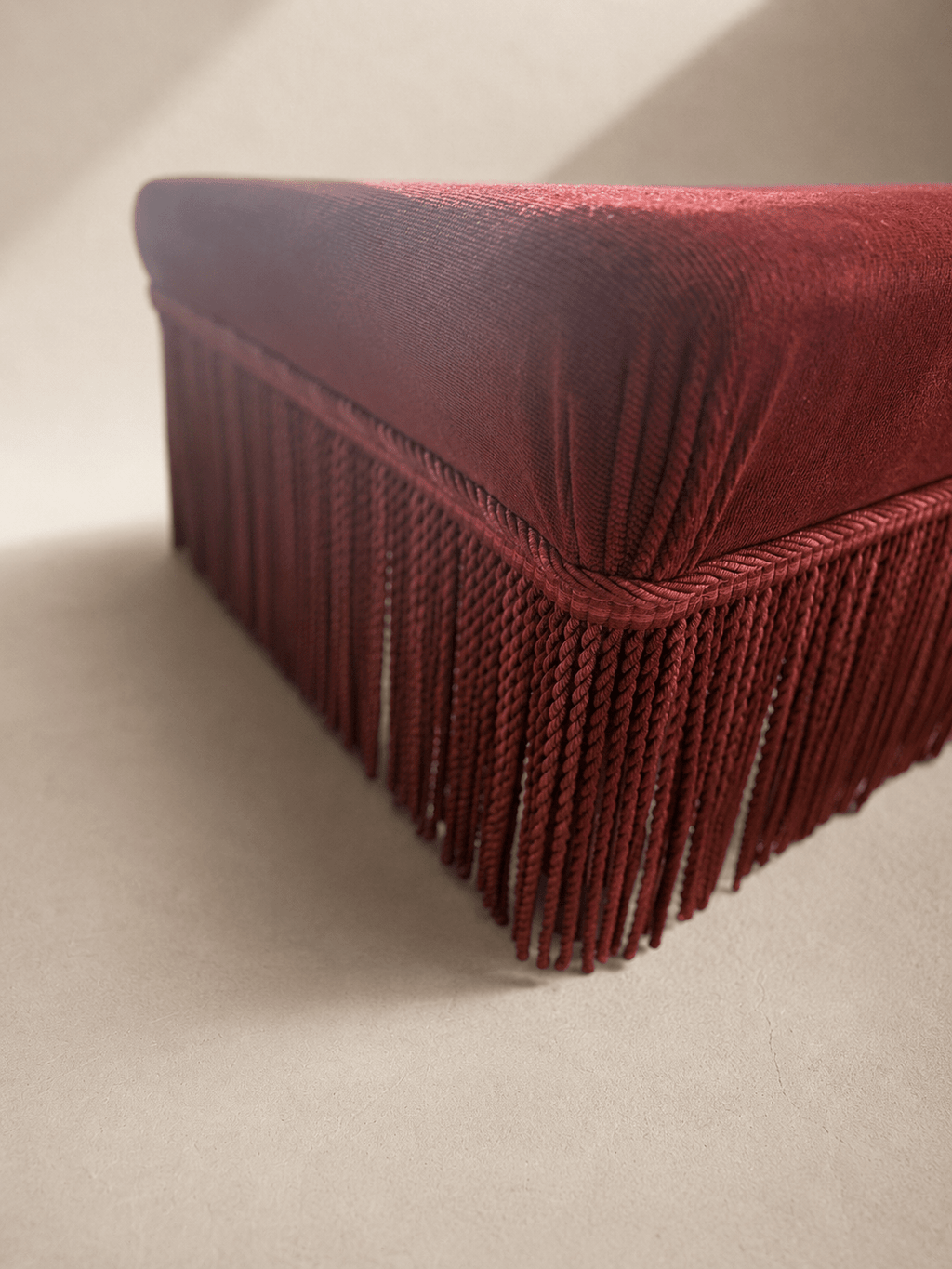 A pair of French Napoleon III red velvet slipper chairs with fringe – Armchair – MILLA OBJETS