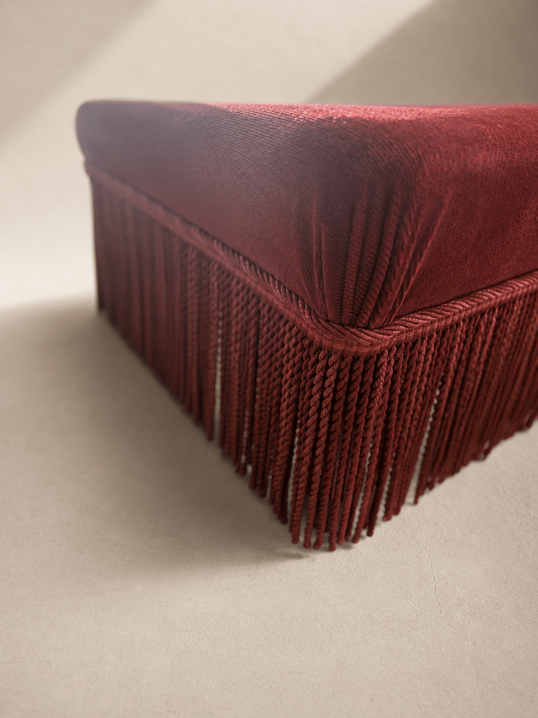 A pair of French Napoleon III red velvet slipper chairs with fringe – Armchair – MILLA OBJETS