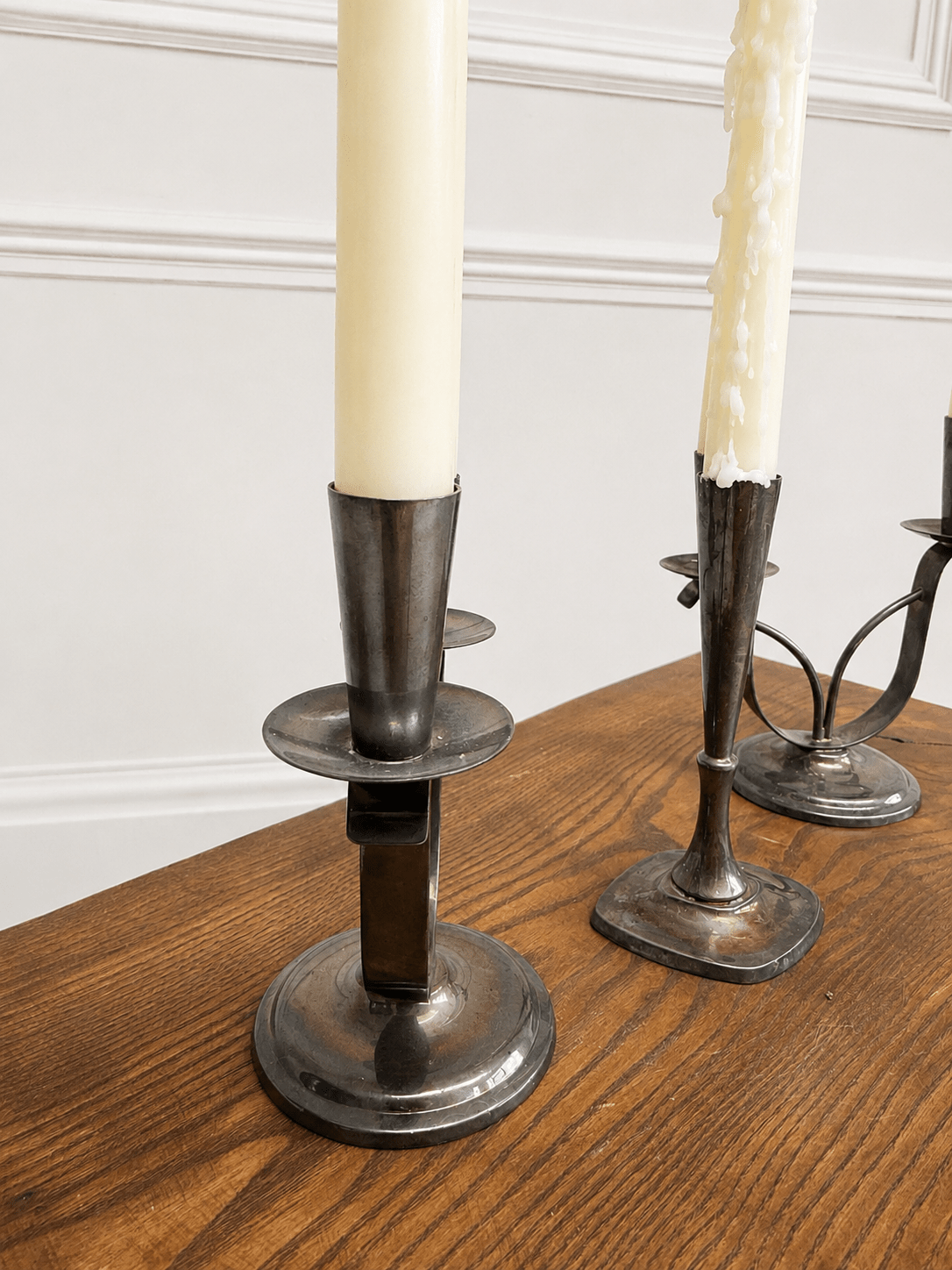 Trio of Vintage Silver-Plated Danish Candlesticks & Candelabras – Candle Holder – MILLA OBJETS