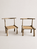 Pair of Antique Primitive Low Chairs, Early 20th Century – Low Chairs – MILLA OBJETS