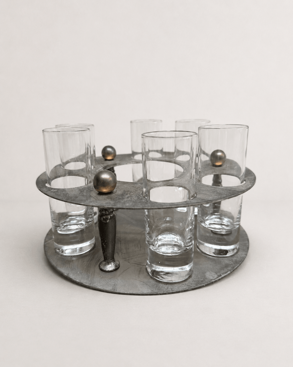 Mid-Century Modern Brutalist Shot Glass Caddy Set, circa 1960s – Barware – MILLA OBJETS