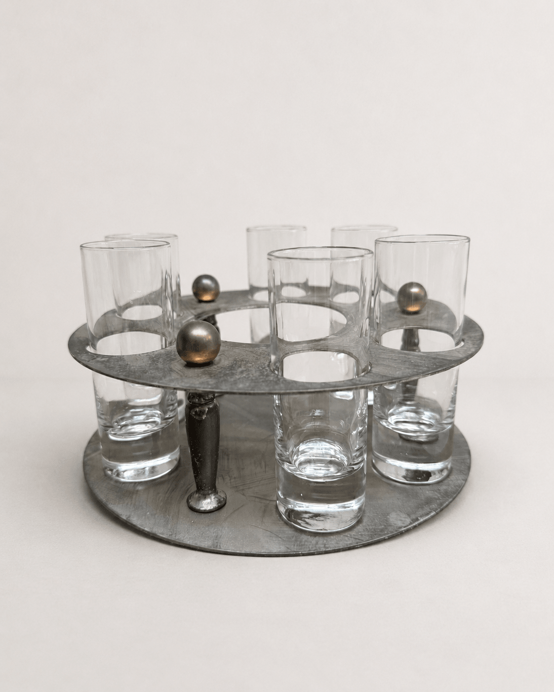 Mid-Century Modern Brutalist Shot Glass Caddy Set, circa 1960s – Barware – MILLA OBJETS