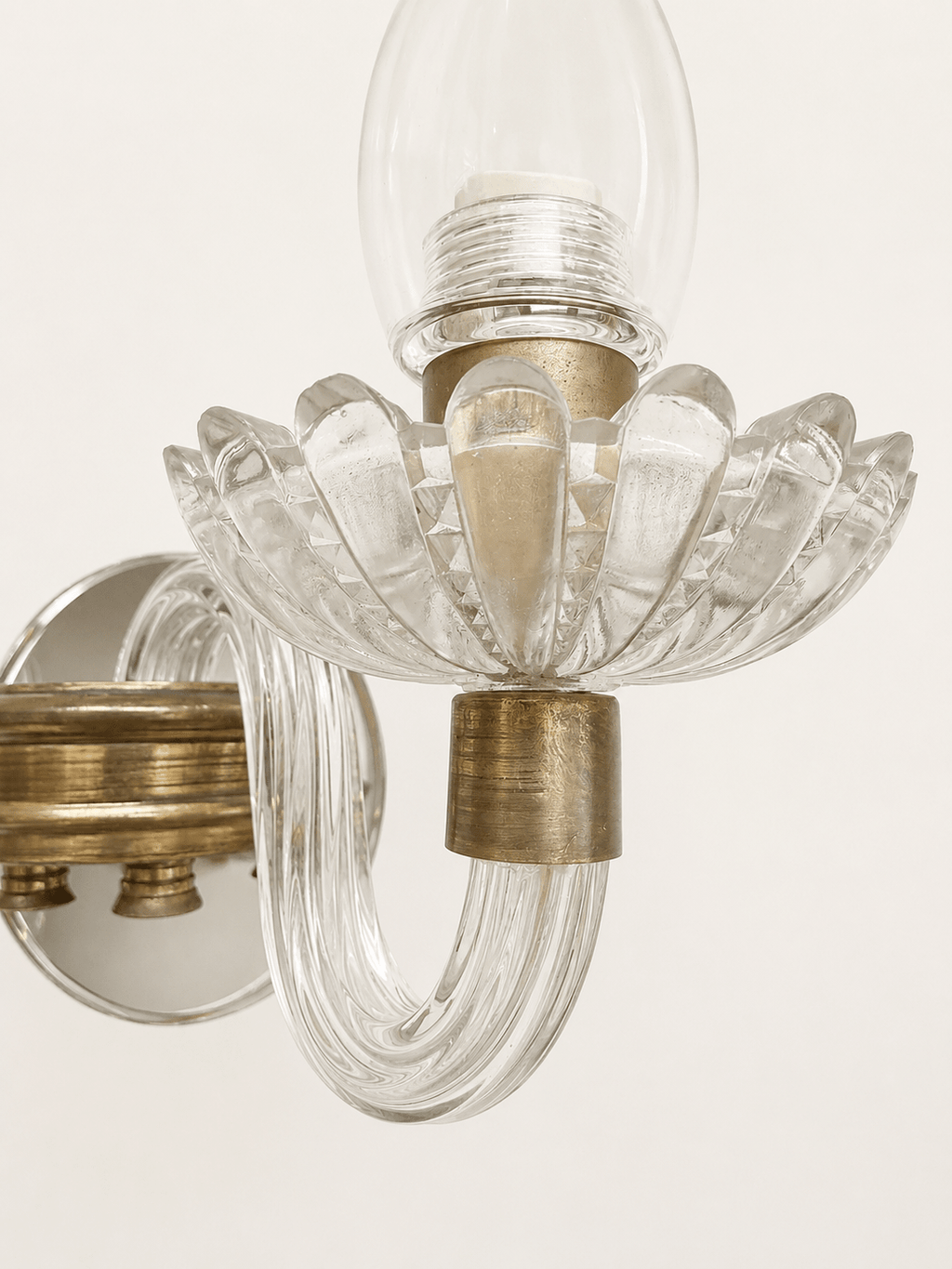 Pair of Mid-Century Murano Glass & Brass Two-Arm Wall Sconces – Wall Sconces – MILLA OBJETS