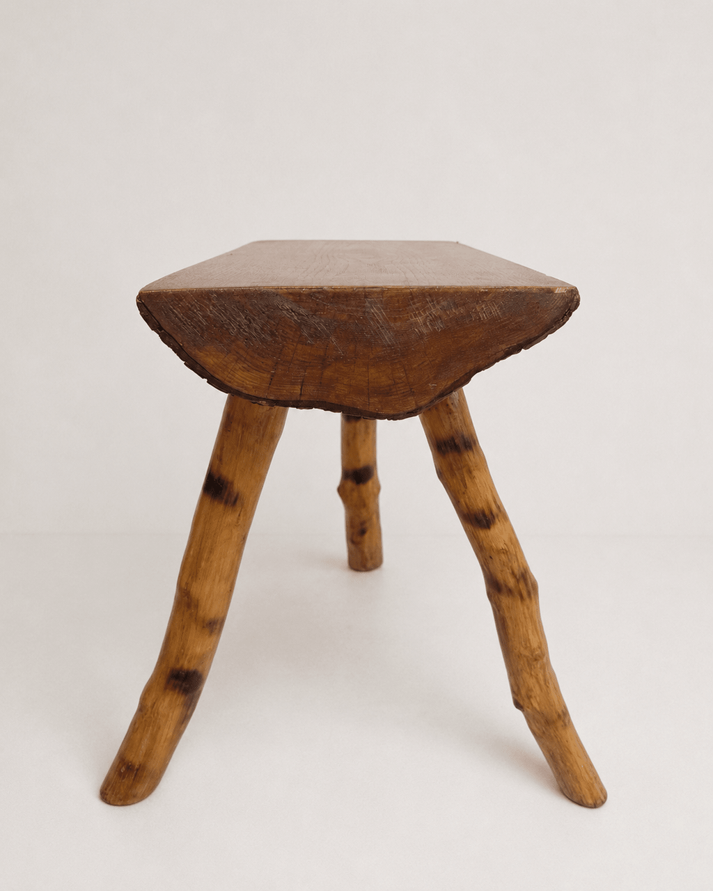 Rustic Mid-Century Wooden Stool with Bamboo Legs & Slab Top – Stool – MILLA OBJETS