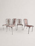 Set of 4 Mid-Century French Wrought Iron & Woven Cord Patio Chairs, circa 1950s – Dining Chairs – MILLA OBJETS