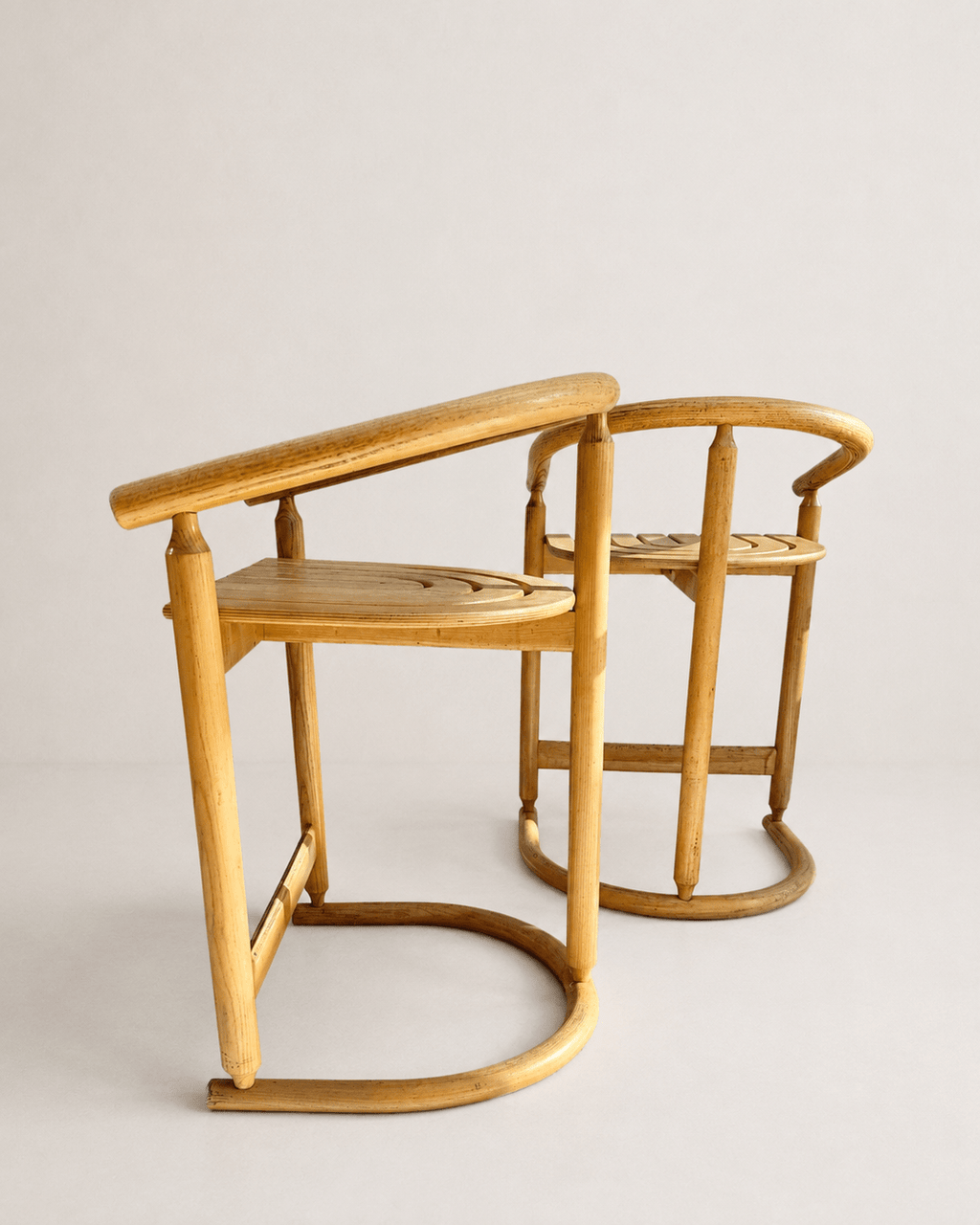 Set of Four Postmodern Solid Oak Bar Stools by Allmilmö, c. 1980s – Bar Stools – MILLA OBJETS