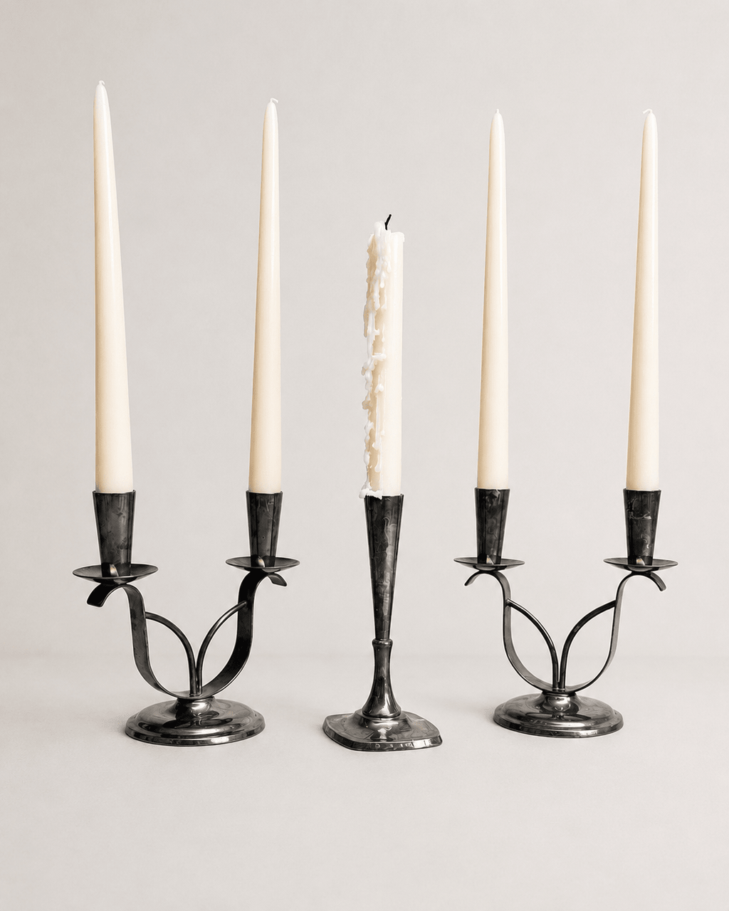Trio of Vintage Silver-Plated Danish Candlesticks & Candelabras – Candle Holder – MILLA OBJETS