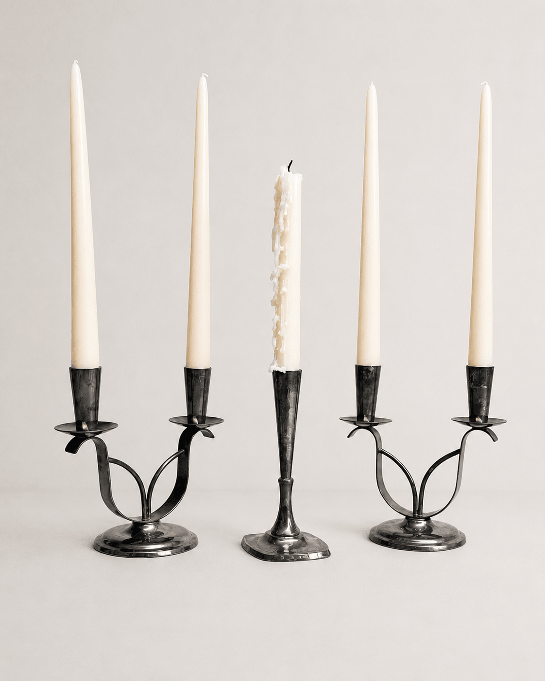 Trio of Vintage Silver-Plated Danish Candlesticks & Candelabras – Candle Holder – MILLA OBJETS