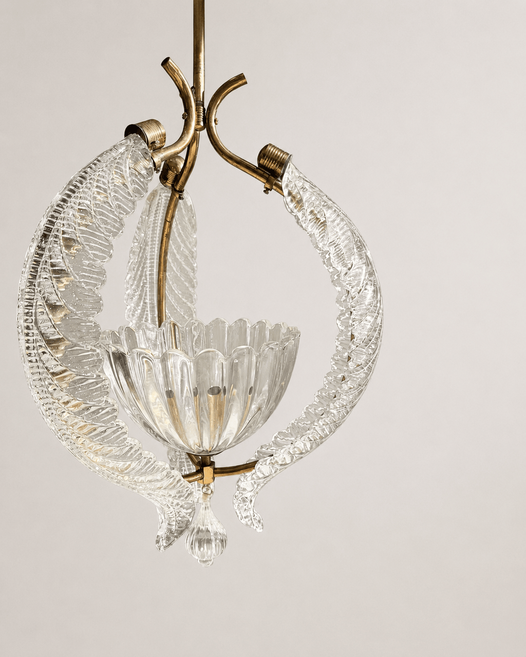 Vintage Mid-Century Barovier & Toso Murano Glass and Brass Pendant Light – Pendant Light – MILLA OBJETS