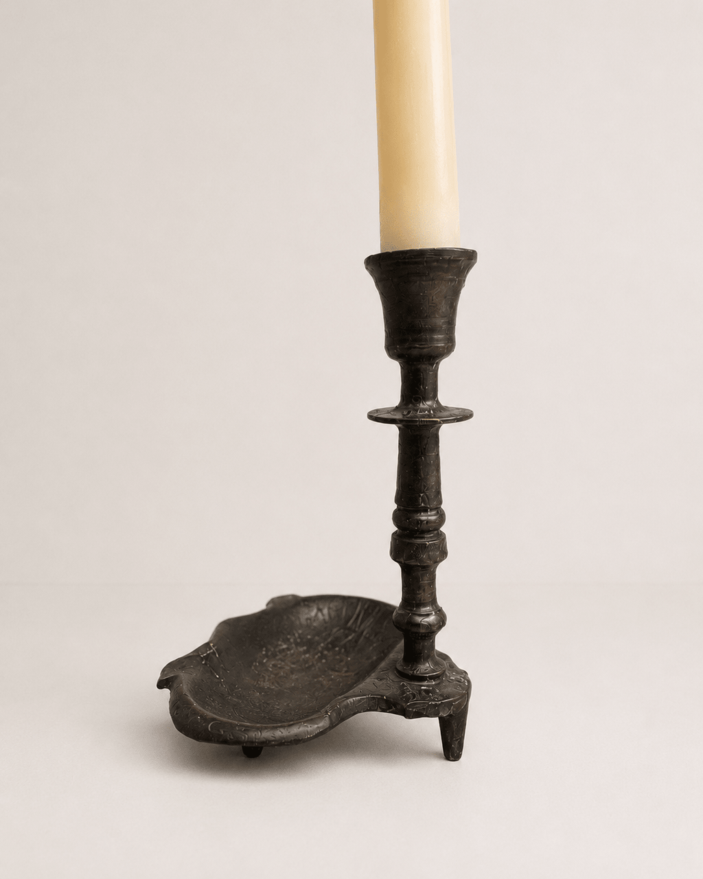 Antique Bronze Candle and Incense Holder with Repoussé Details – Candle Holder – MILLA OBJETS