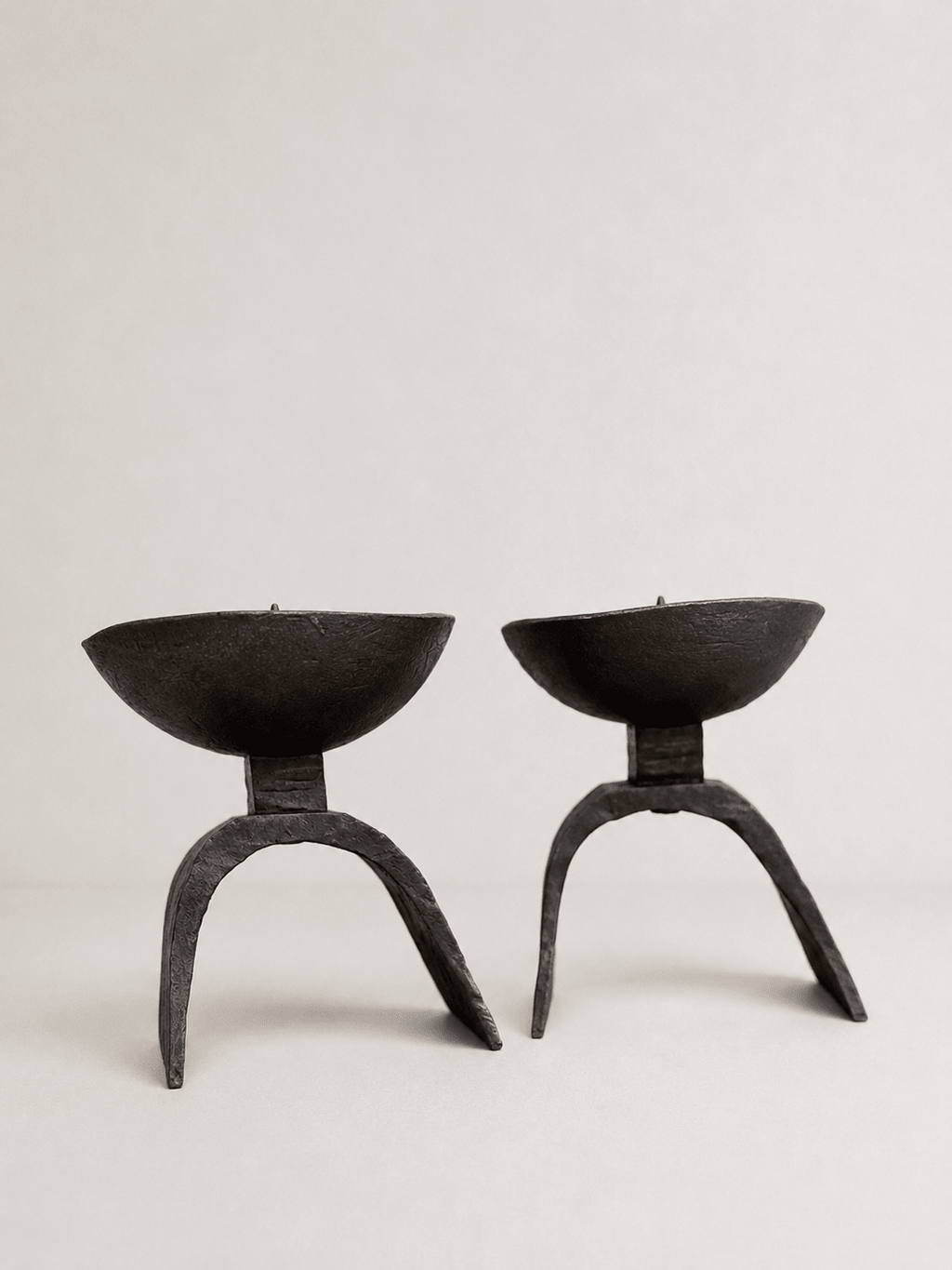 Pair of Brutalist Forged Bronze Pricket Candlesticks – Candlesticks – MILLA OBJETS