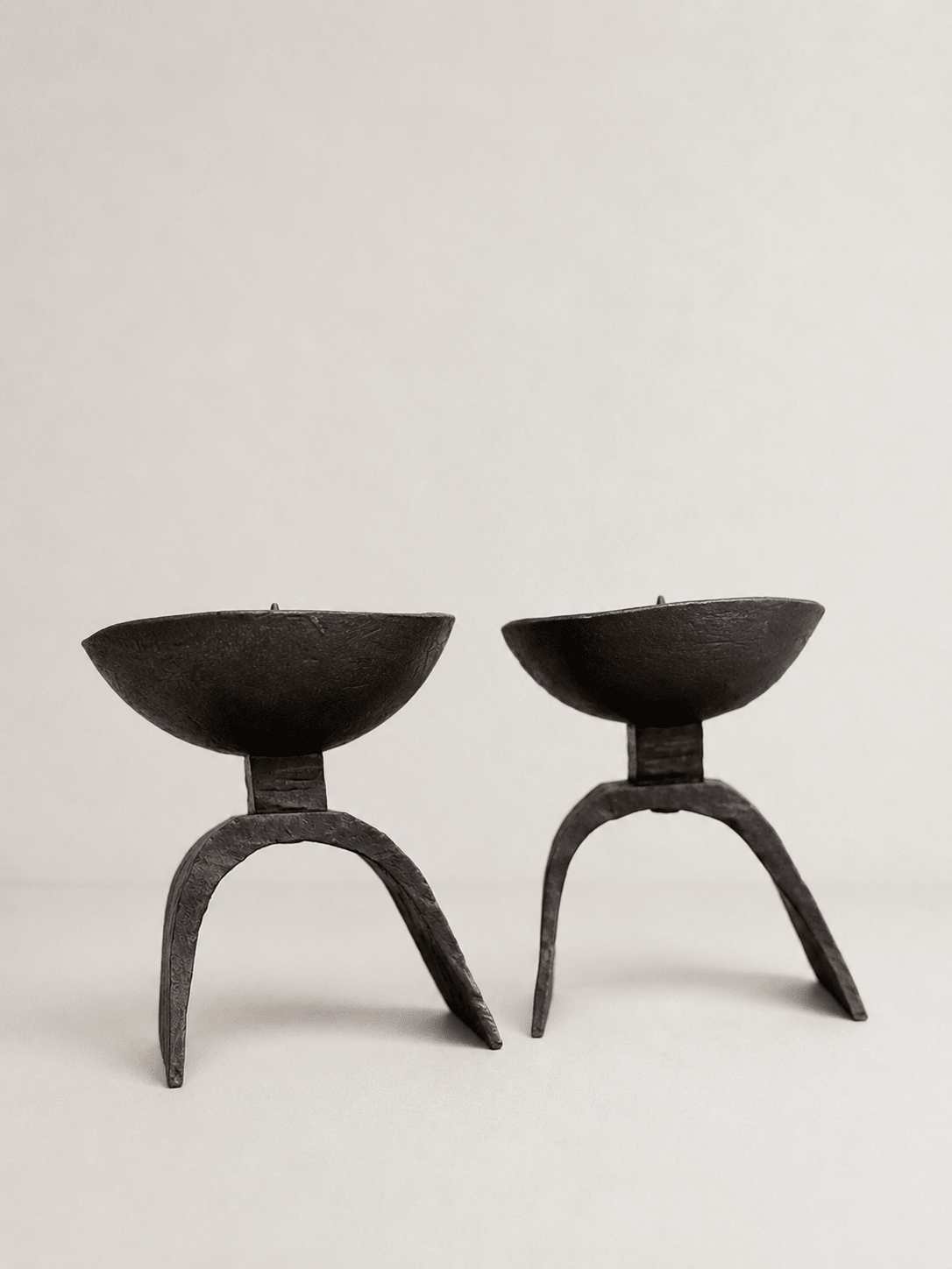 Pair of Brutalist Forged Bronze Pricket Candlesticks – Candlesticks – MILLA OBJETS