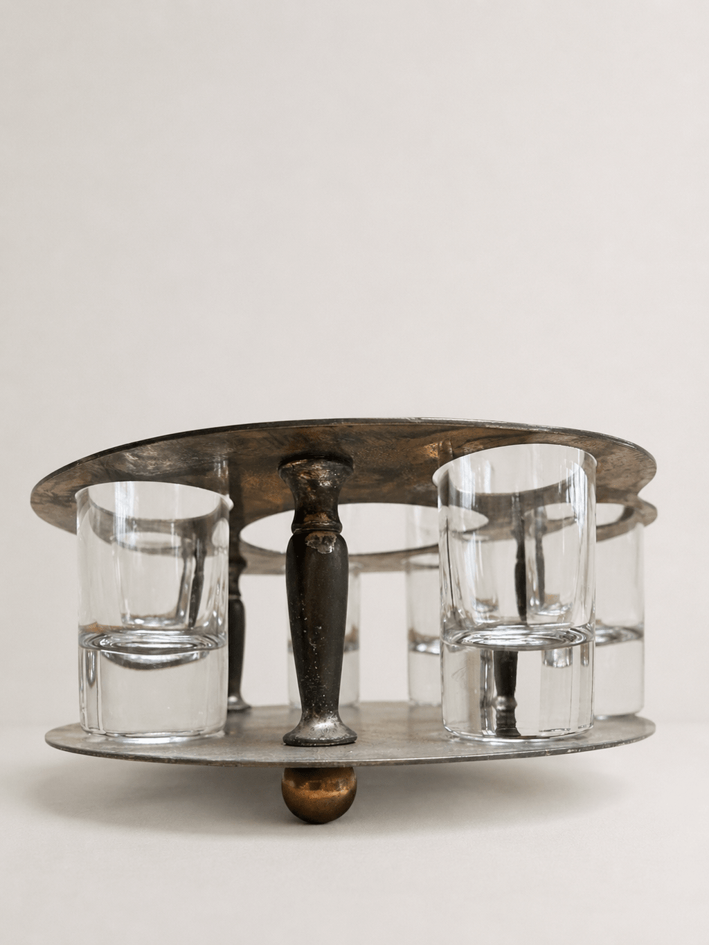 Mid-Century Modern Brutalist Shot Glass Caddy Set, circa 1960s – Barware – MILLA OBJETS