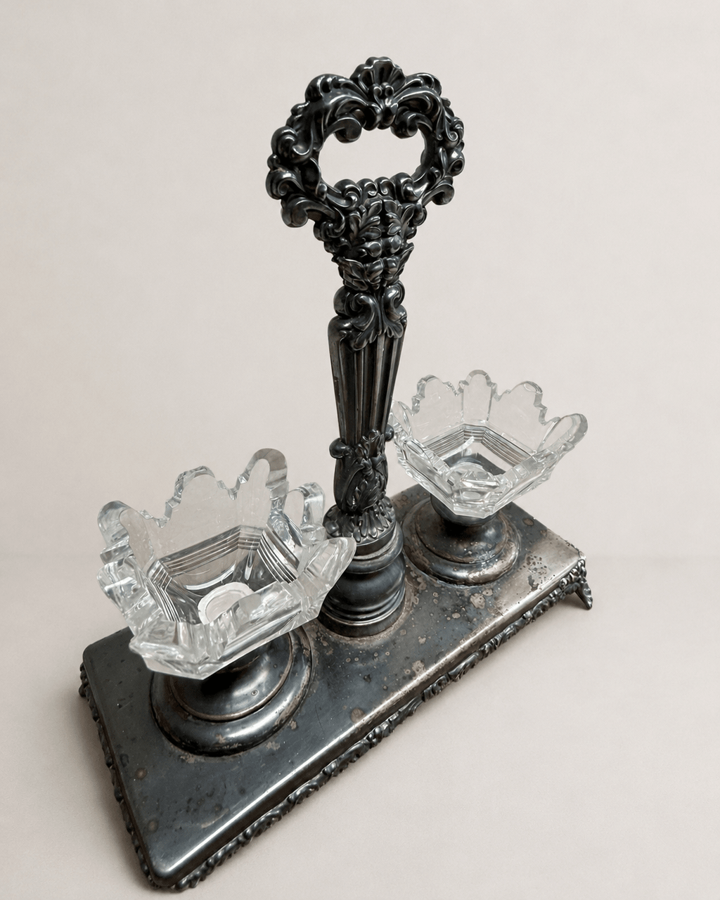 Antique Late Victorian Silver-Plated Double Salt Cellar with Glass Inserts – Salt Cellar – MILLA OBJETS