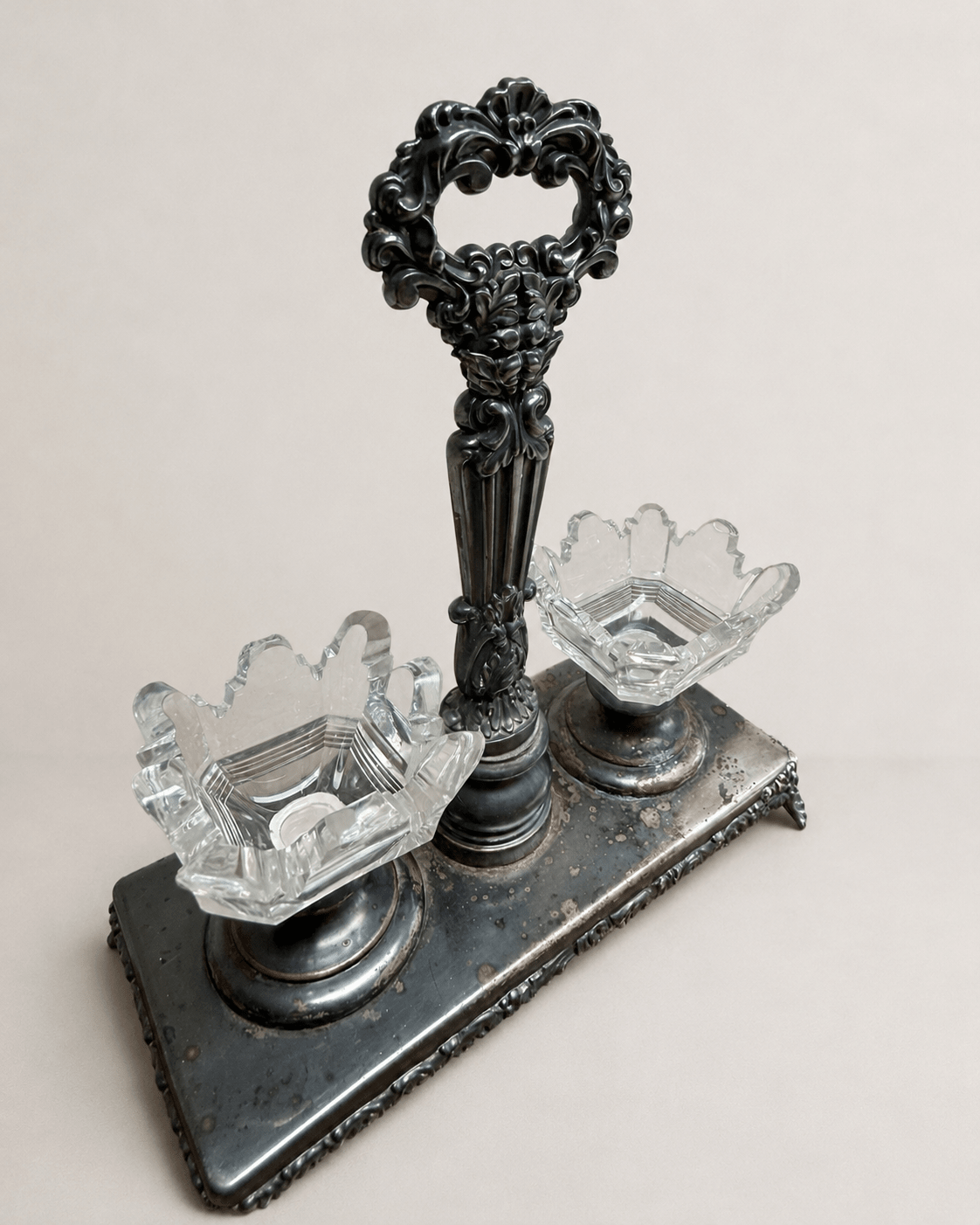 Antique Late Victorian Silver-Plated Double Salt Cellar with Glass Inserts – Salt Cellar – MILLA OBJETS