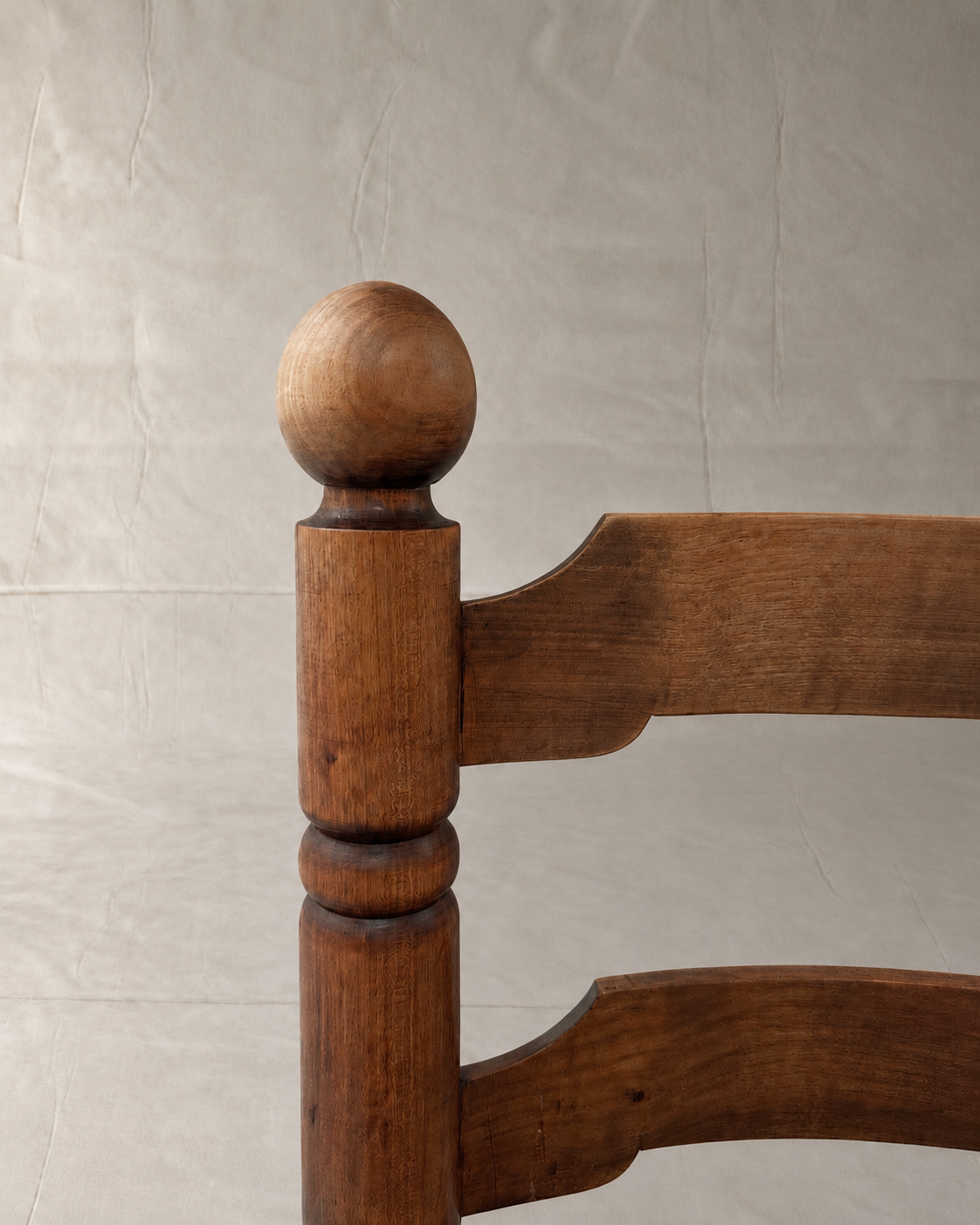 Set of 4 French Oak & Rush Dining Chairs Attributed to Charles Dudouyt