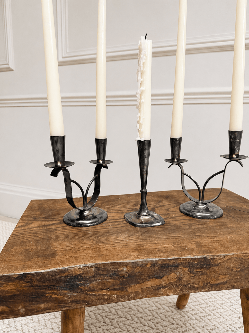 Trio of Vintage Silver-Plated Danish Candlesticks & Candelabras – Candle Holder – MILLA OBJETS