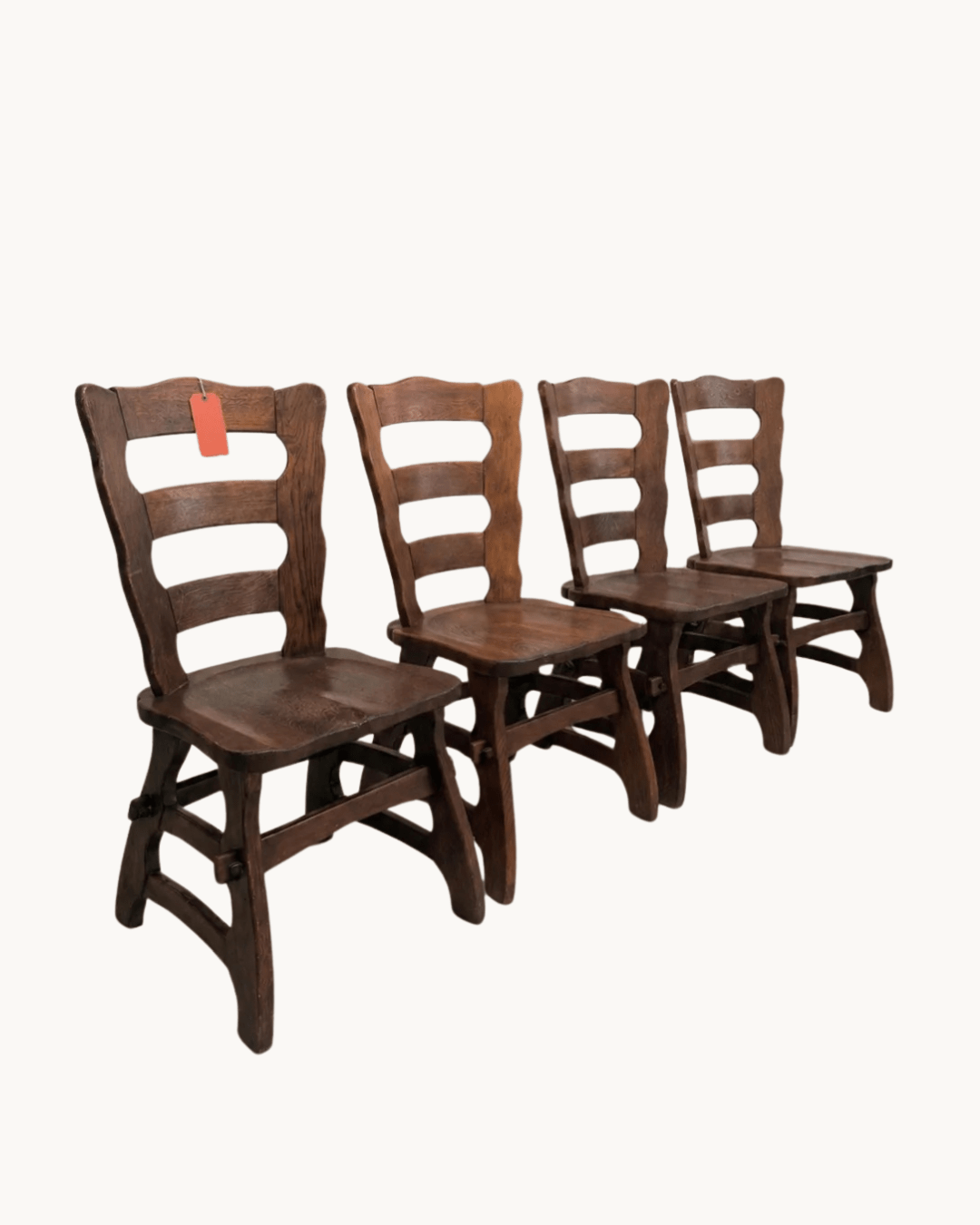 Set of 4 Mid Century Brutalist Oak Dining Chairs Henning kjaernulf style – Dining Chairs – MILLA OBJETS
