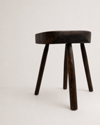 antique French hand-carved wooden stool - rear view of the stool