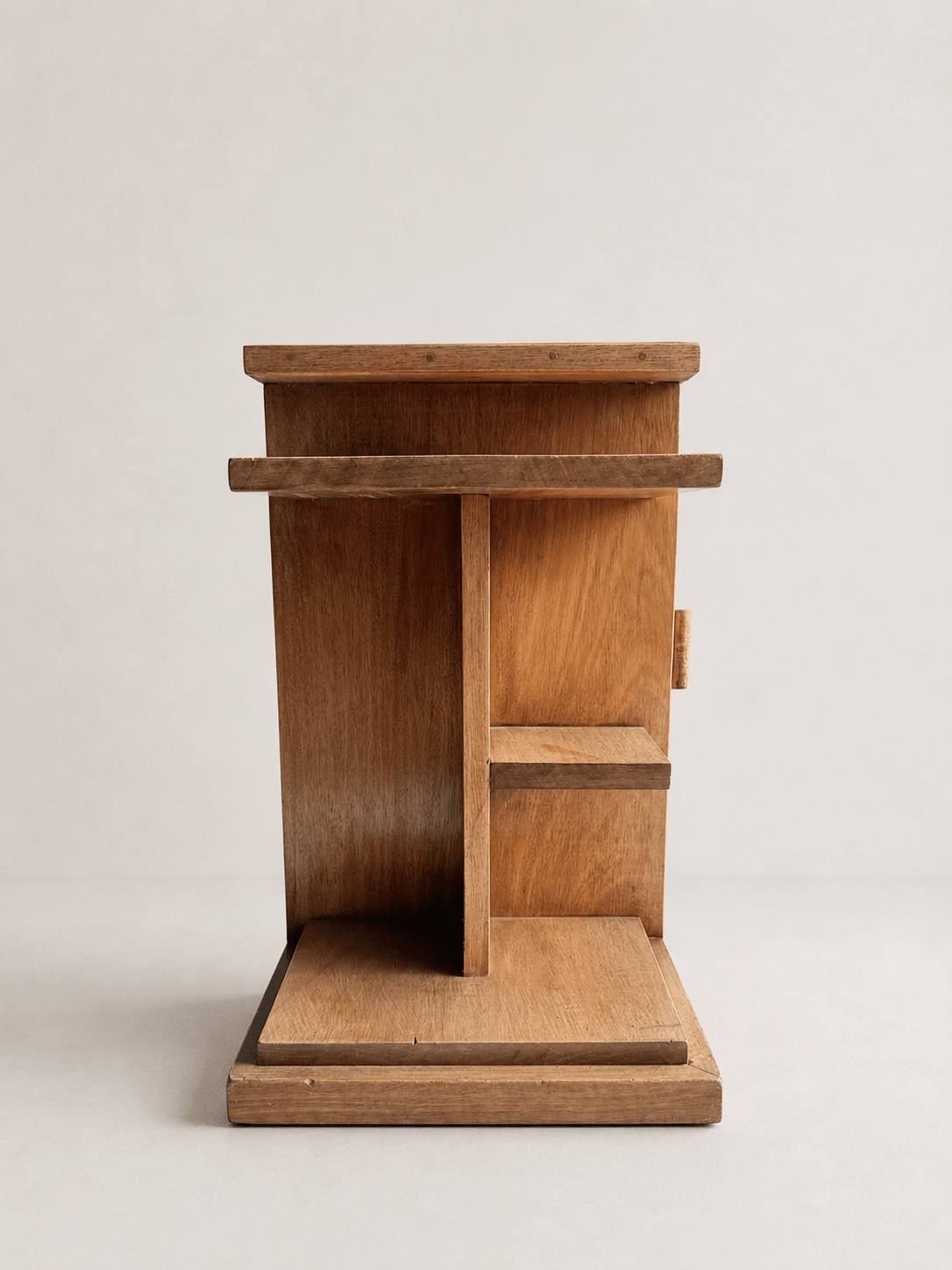 French Modernist Architectural Blonde Mahogany Side Table & Pedestal Cabinet, circa 1930s – Side Table – MILLA OBJETS