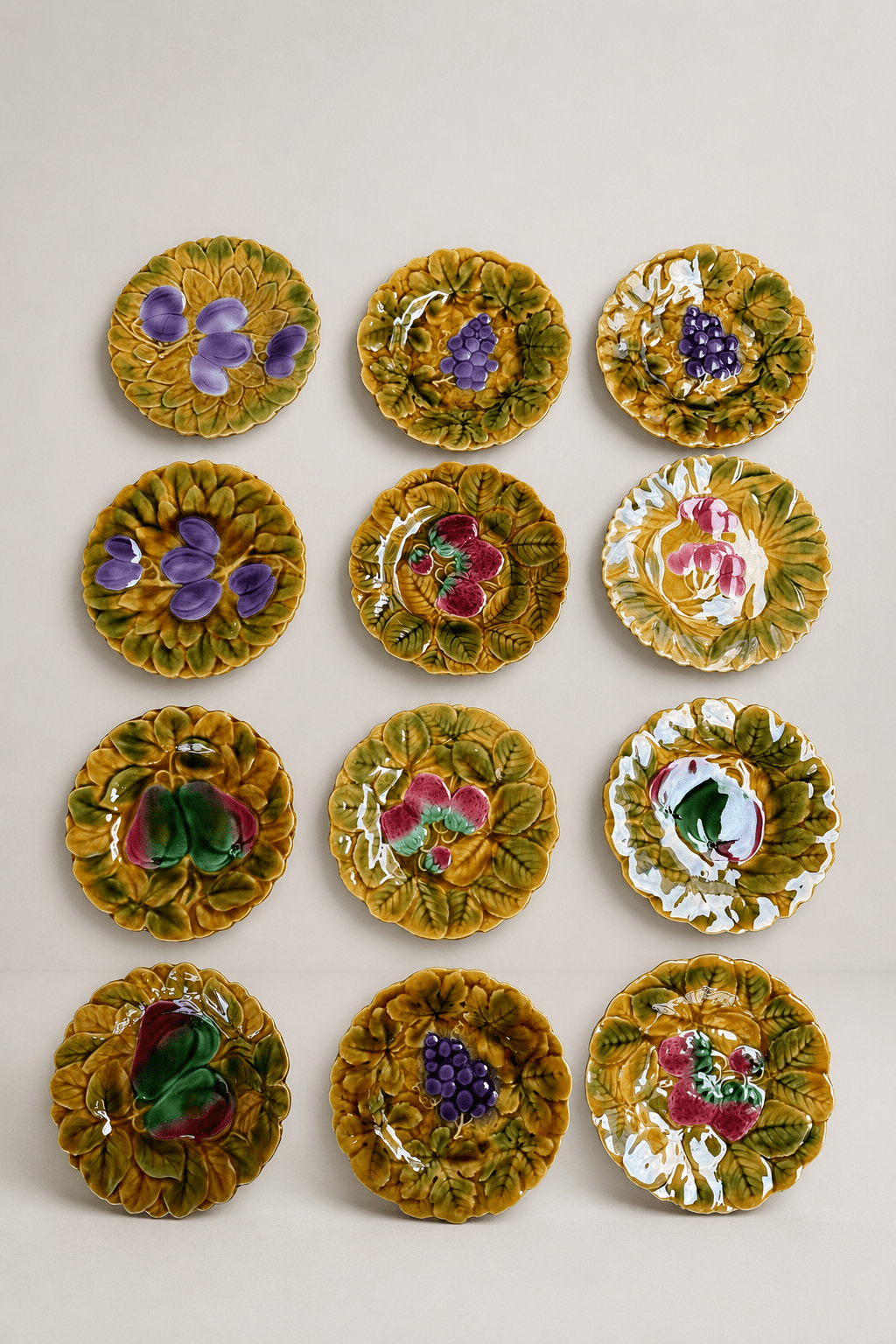 Antique French Sarreguemines Majolica Fruit Plates - Set of 12 – Plates – MILLA OBJETS