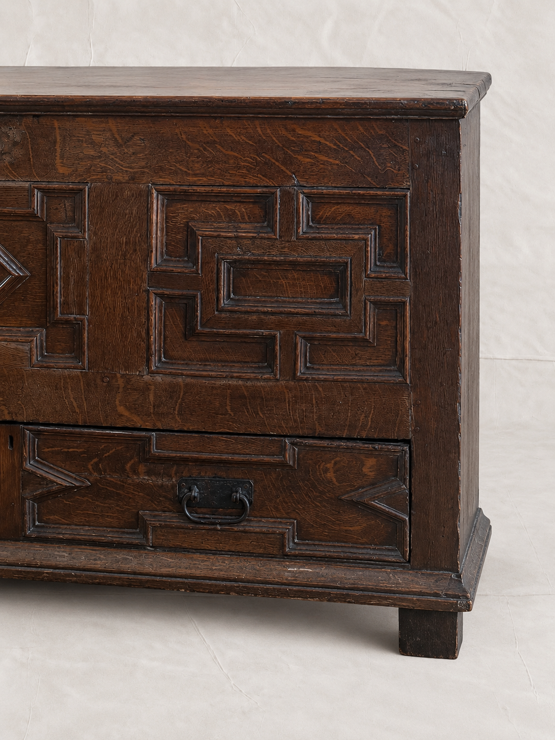Late 17th Century English Oak Geometric Chest / Cupboard