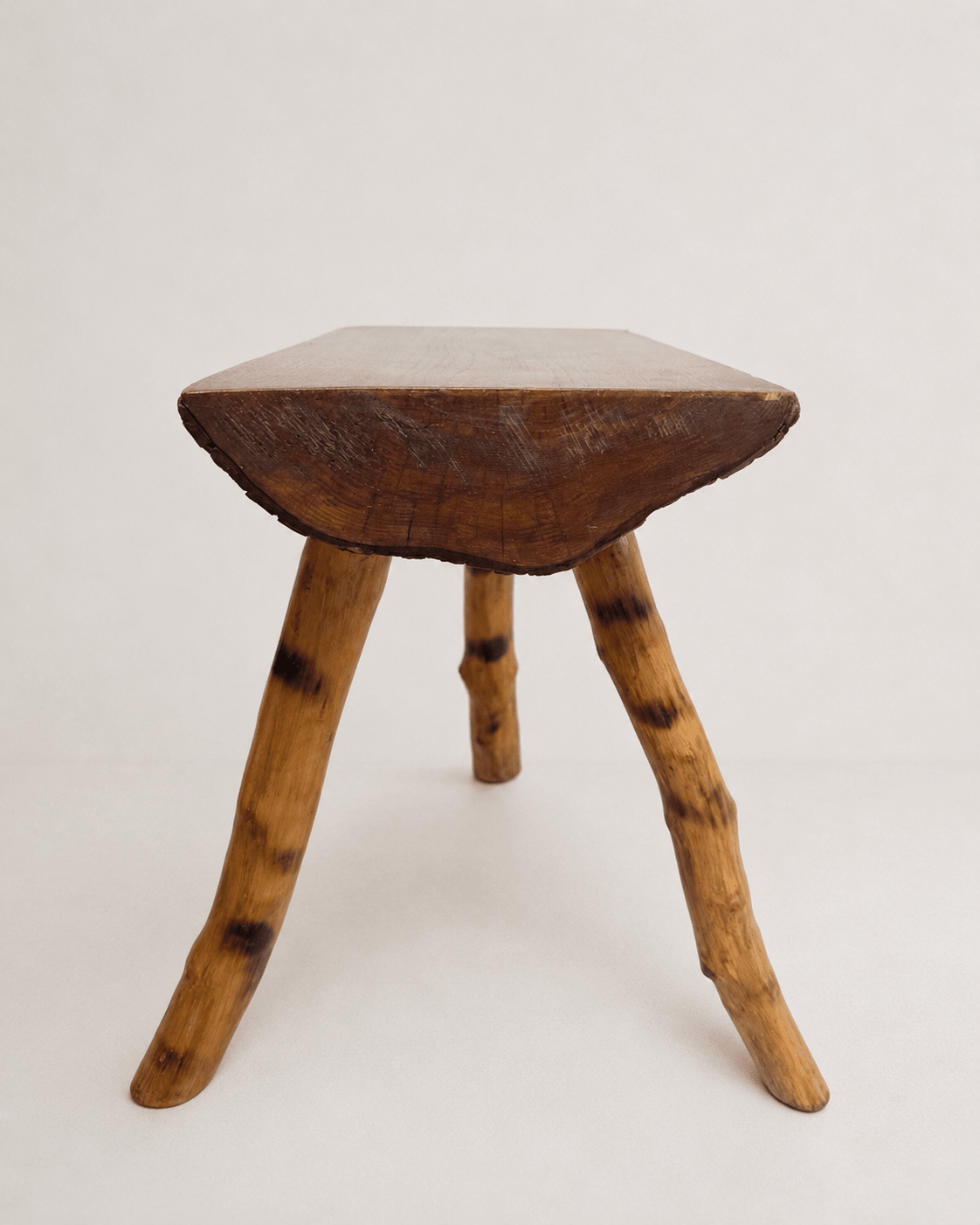 Rustic Mid-Century Wooden Stool with Bamboo Legs & Slab Top – Stool – MILLA OBJETS
