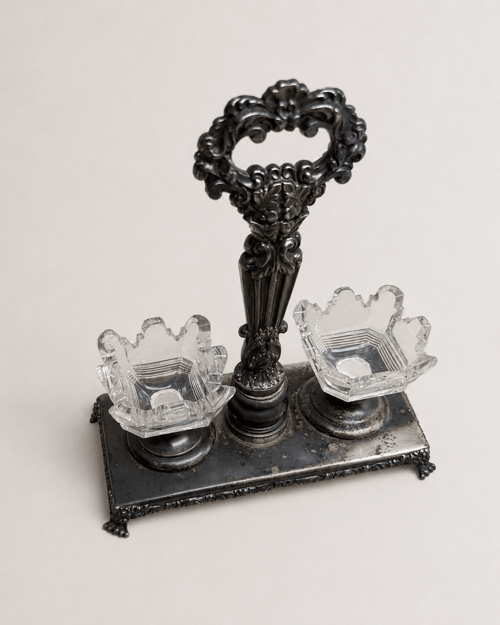Antique Late Victorian Silver-Plated Double Salt Cellar with Glass Inserts – Salt Cellar – MILLA OBJETS