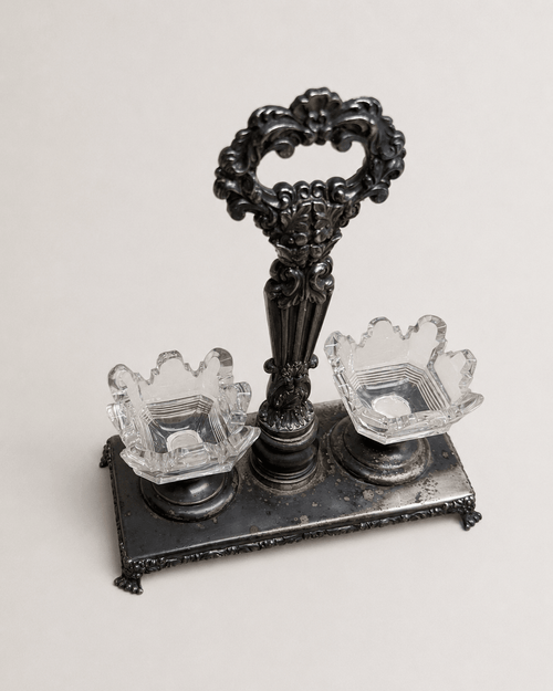 Antique Late Victorian Silver-Plated Double Salt Cellar with Glass Inserts – Salt Cellar – MILLA OBJETS