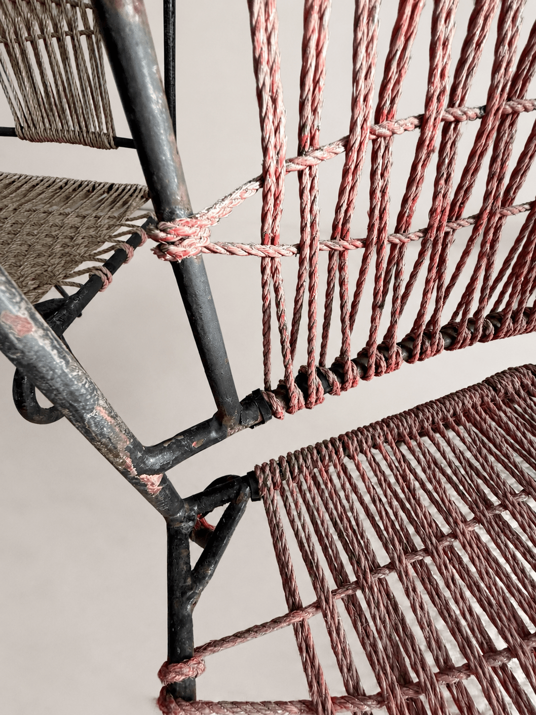Set of 4 Mid-Century French Wrought Iron & Woven Cord Patio Chairs, circa 1950s – Dining Chairs – MILLA OBJETS