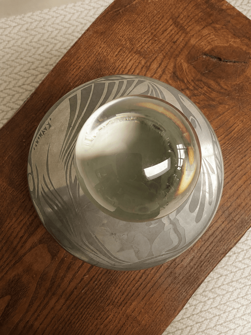 Vintage Art Deco Silver Overlay Decanter with Spherical Glass Stopper – Decanter – MILLA OBJETS