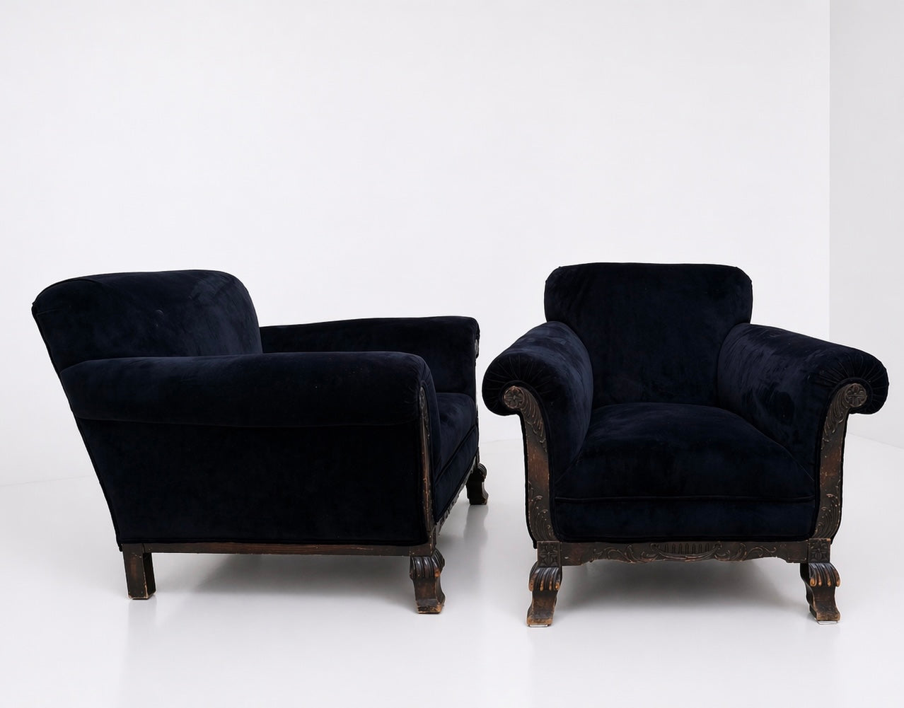 Pair Of Art Deco Velvet Armchairs