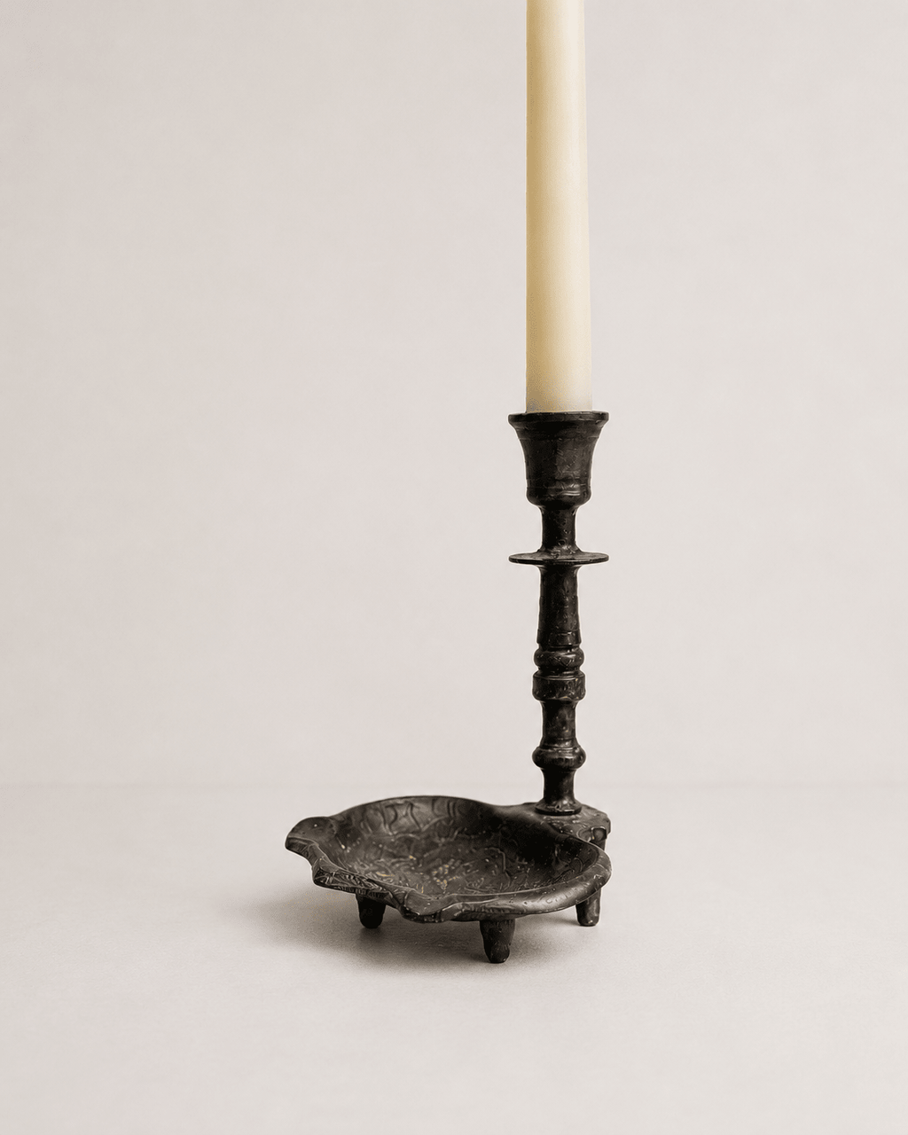 Antique Bronze Candle and Incense Holder with Repoussé Details – Candle Holder – MILLA OBJETS