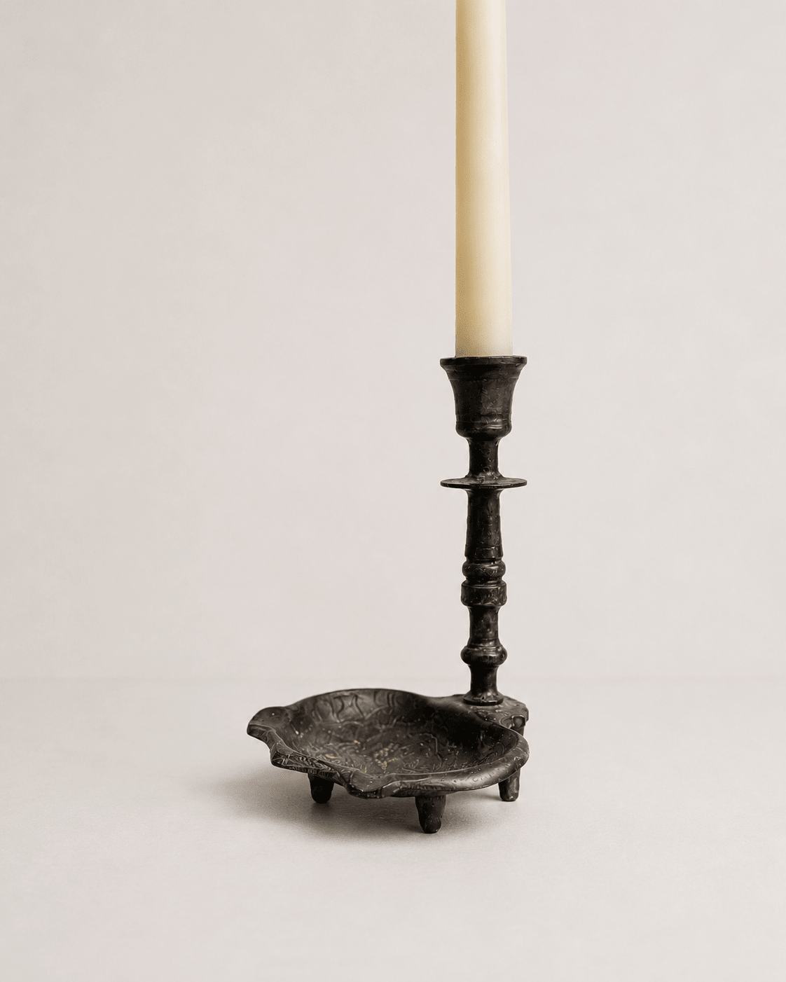Antique Bronze Candle and Incense Holder with Repoussé Details – Candle Holder – MILLA OBJETS