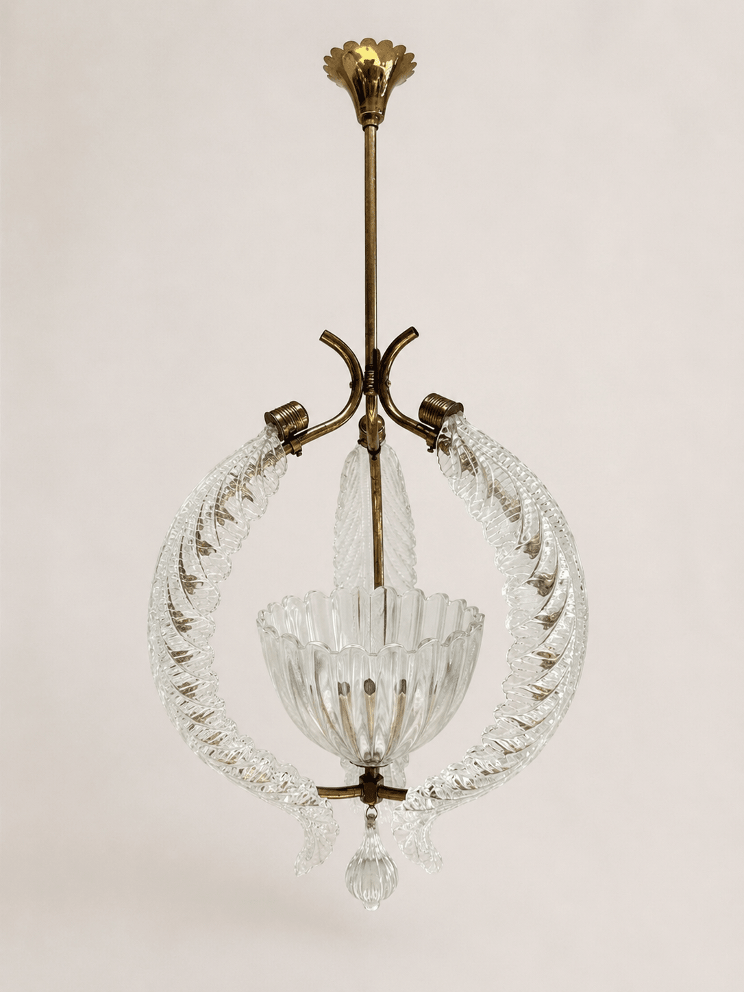 Vintage Mid-Century Barovier & Toso Murano Glass and Brass Pendant Light – Pendant Light – MILLA OBJETS