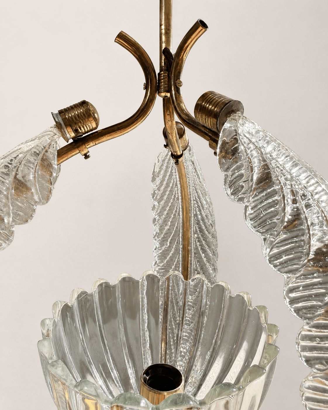 Vintage Mid-Century Barovier & Toso Murano Glass and Brass Pendant Light – Pendant Light – MILLA OBJETS