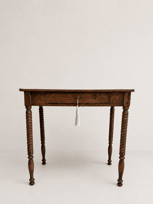 Antiqued Bobbin-Leg Wooden Writing Table with Drawer – Writing Table – MILLA OBJETS