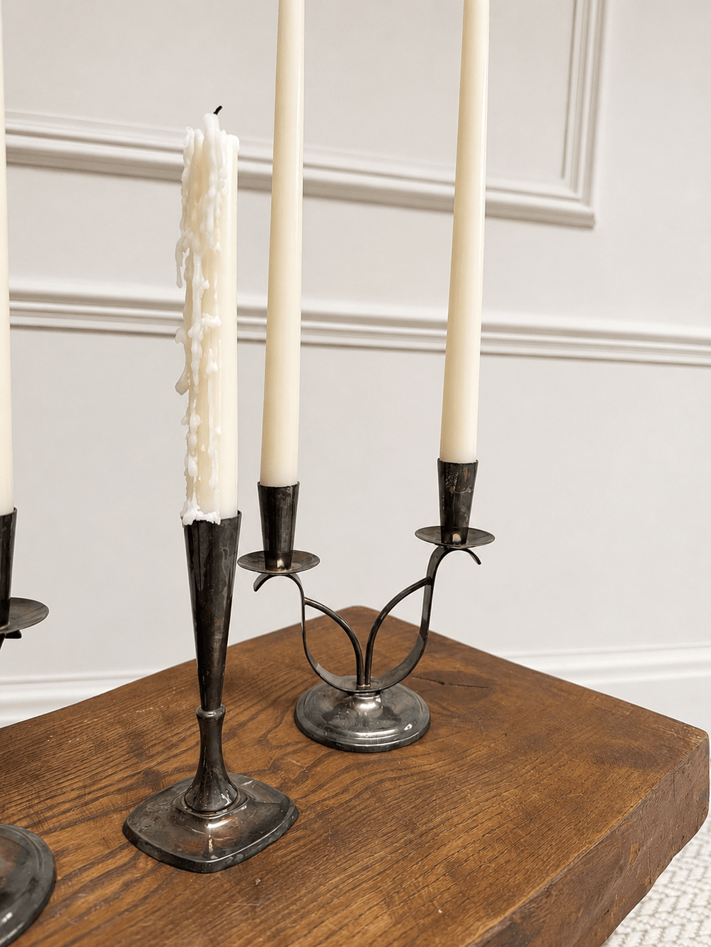 Trio of Vintage Silver-Plated Danish Candlesticks & Candelabras – Candle Holder – MILLA OBJETS