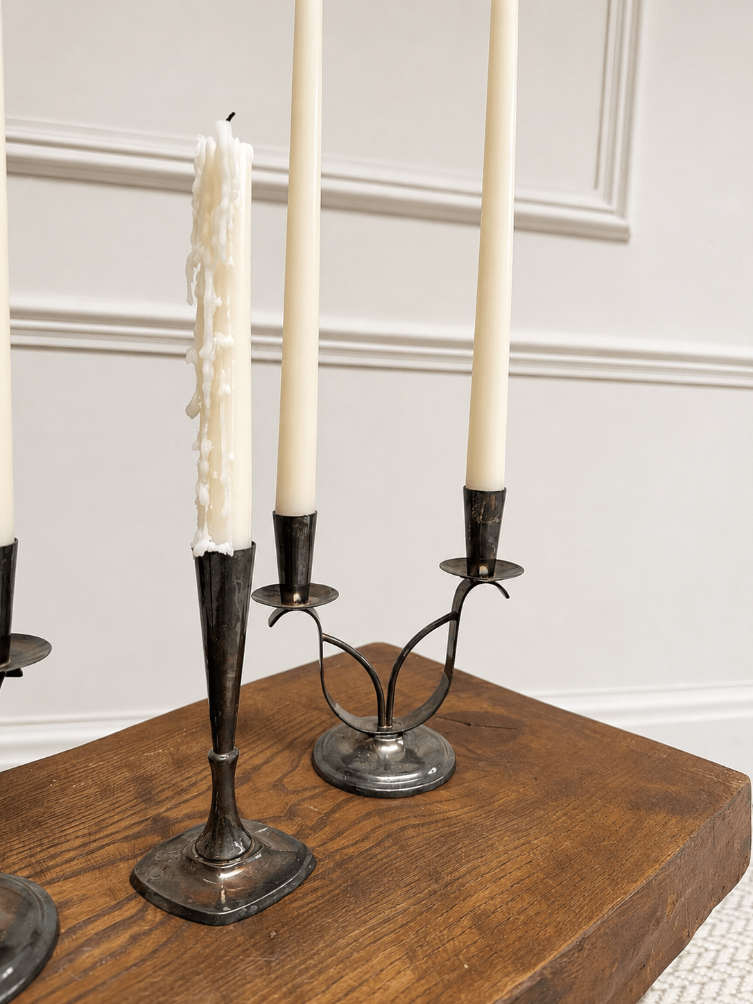Trio of Vintage Silver-Plated Danish Candlesticks & Candelabras – Candle Holder – MILLA OBJETS