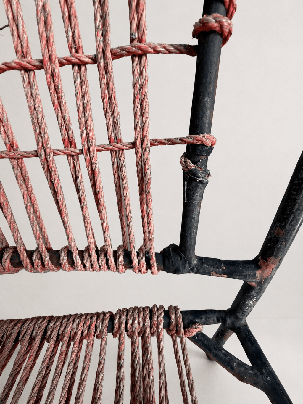 Set of 4 Mid-Century French Wrought Iron & Woven Cord Patio Chairs, circa 1950s – Dining Chairs – MILLA OBJETS