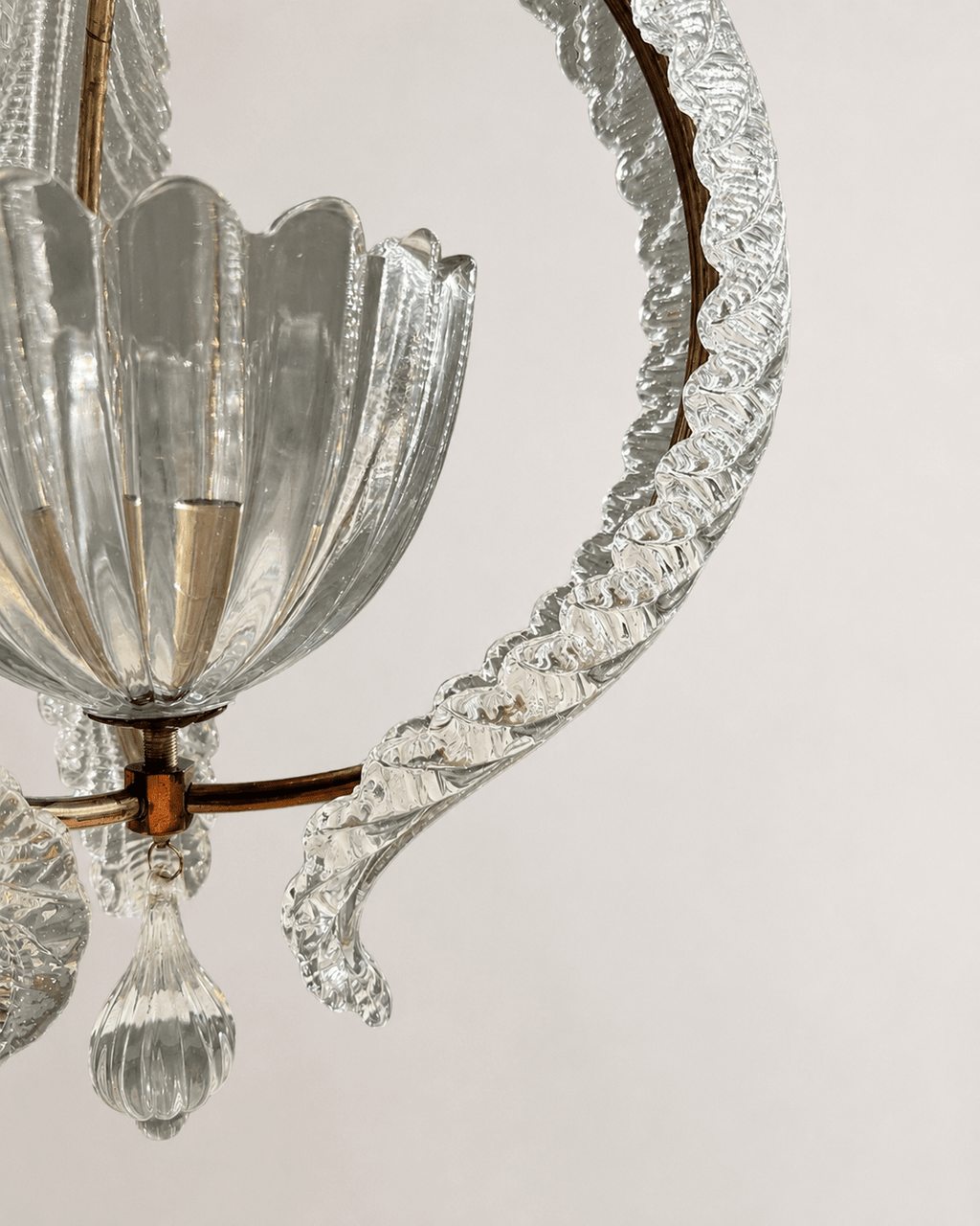 Vintage Mid-Century Barovier & Toso Murano Glass and Brass Pendant Light – Pendant Light – MILLA OBJETS